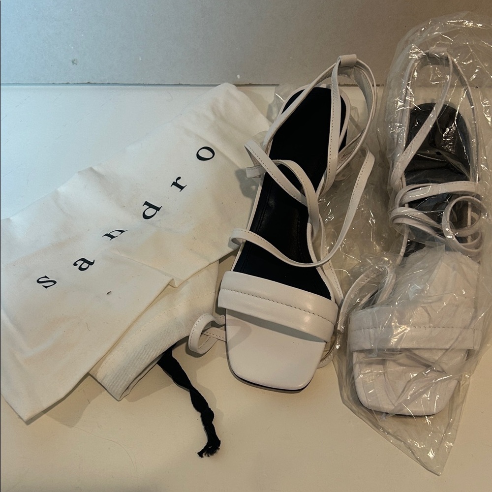 Sandro White Strappy Heels